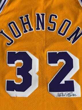 Mitchell Ness NWT SIGNED Magic Johnson LA Lakers 1984-85 Authentic Jersey 48 XL
